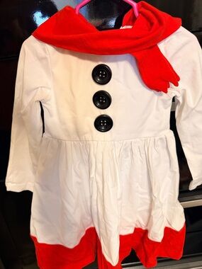 Only little once brand White and Red Snowman Kids Costume Dress EUC size 2